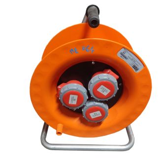 AVVOLGICAVO  VUOTO CON 3 PRESE INDUSTRIALI 16A, 400V E DISGIUNTORE