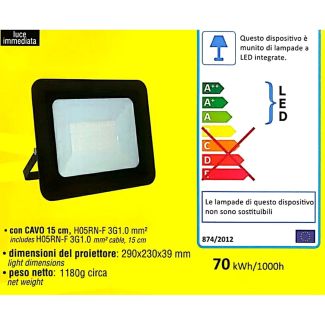 PROIETTORE A LED 75 W. 7500 LUMEN, ALTA RESA