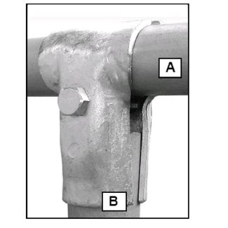 MORSETTO ZINCATO A T AD UN BULLONE PER TUBO 1/2 = MM. 21,3 - 1/2 = MM. 21,3.