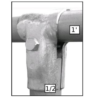 MORSETTO ZINCATO A T AD UN BULLONE PER TUBI DA 1' - 1/2'