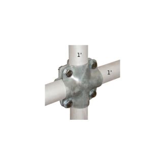 CROCE PIATTA A 4 BULLONI PER TUBI DA 1' = MM. 33,7 X 1' = MM. 33,7