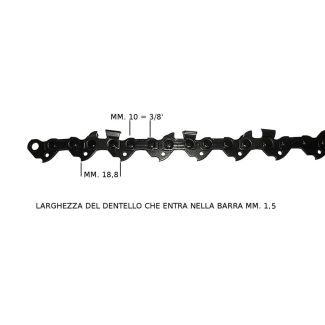 CATENA MOTOSEGA 'OREGON' GIA' RIVETTATA. 91 VXL 3/8.  SPESSORE MM. 1,3.