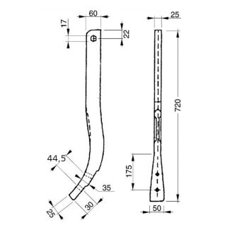 ANCORA TEDESCA LUNGA mm. 720  in piatto da mm. 60 X 25. INTERASSE FORI mm 44,5