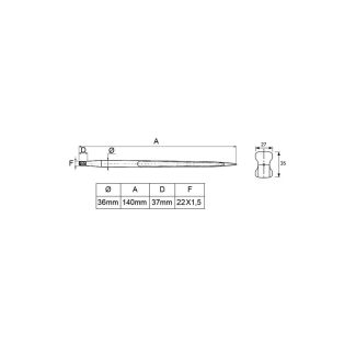 PUNTA CONICA PER ROTOBALLE DM. MM. 36X1400