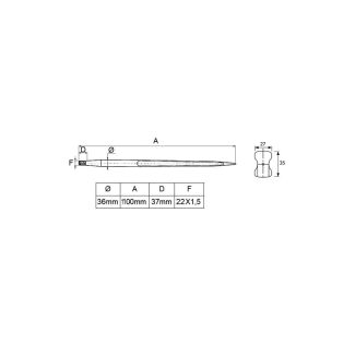 PUNTA PER ROTOBALLE DM. MM. 36 LUNGA MM. 1100  CON ATTACCO CONICO