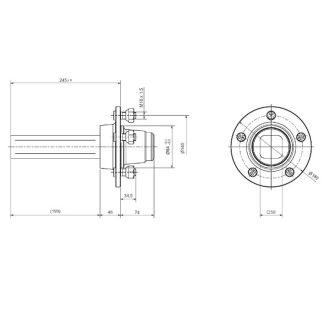 MOZZO RUOTA A 5 COLONNETTE CON SEMIASSE QUADRO DA MM. 50 TIPO NAUTICO