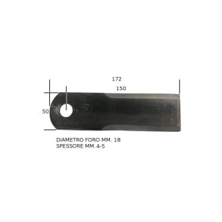 COLTELLO TRINCIA PAGLIA BISO MM. 50x173X4  FORO MM. 18 TAGLIO LISCIO AMBO LATI. CODICE ORIGINALE 28.