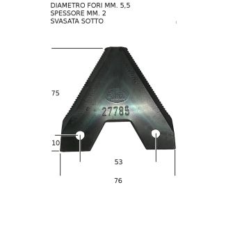 SEZIONE LAMA B.C.S. TIPO NUOVO A FORI SVASATI SOTTO. h.75 mm.