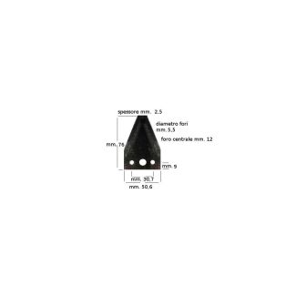 56359015 SEZIONE LAMA RIGATA fori mm..5.5 BCS EUROPA (passo 2')  CON FORI SVASATI SOTTO E CON FORO P