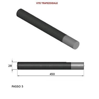 VITE TRAPEZIOIDALE DM. mm. 28  LUNG. mm 450 PER APPOGGIO A PIEDE