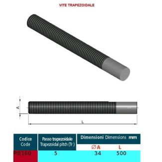 VITE TRAPEZIOIDALE RULLATA DM. MM. 34 PER APPOGGIO A PIEDE