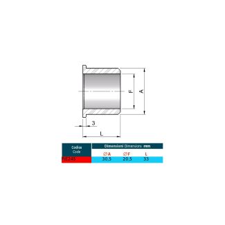 BOCCOLA NYLON AUTOLUBRIFICANTE DM. 20 X 31 PER RUOTA IN FERRO