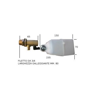 RUBINETTO A GALLEGGIANTE IN OTTONE. FILETTO DA 3/4' MASCHIO.