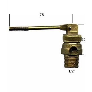 RUBINETTO A GALLEGGIANTE IN OTTONE CON FILETTO VERTICALE DA 1/2' CON TESTINA IN OTTONE  SENZA SFERA