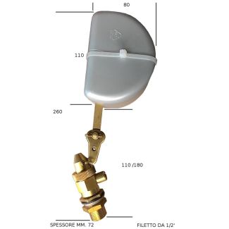  RUBINETTO A GALLEGGIANTE IN OTTONE, REGOLABILE CON FILETTO DA  1/2' MASCHIO