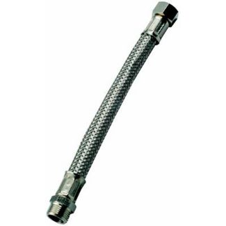 TUBO FLEX INOX CON ATTACCO MASCHIO  FEMMINA 1/2" - 1/2" LUNGO 200 MM.