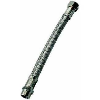 TUBO FLEX IN ACCIAIO INOX CON ATTACCO MASCHIO  FEMMINA 1/2" - 1/2" LUNGO 200 MM.