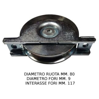 RUOTA PER CANCELLO GOLA U  CON SUPPORTO DIAM. mm 80