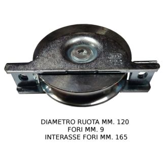 RUOTA PER CANCELLO GOLA U  CON SUPPORTO DIAM. mm 120