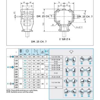 MOLTIPLICATORE A SQUADRA A 3 VIE (L25A) RAPPORTO 2,78:1 ORARIO-ORARIO E CAPOVOLGENDOLO ORARIO-ANTIOR