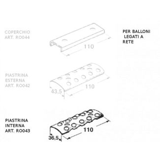 PIASTRINA INTERNA DELLA GIUNZIONE PER CINGHIA LARGA MM. 120  CHE MONTA 5+5 VITI (ART. RO030)  PER I 