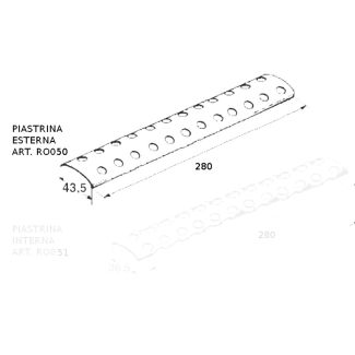 PIASTRINA ESTERNA DELLA GIUNZIONE PER CINGHIA LARGA MM. 280  CHE MONTA 12+12 VITI (ART. RO030)  PER 