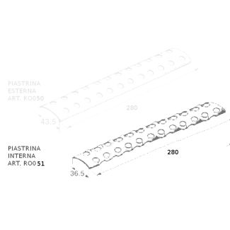 PIASTRINA INTERNA DELLA GIUNZIONE PER CINGHIA LARGA MM. 280  CHE MONTA 12+12 VITI (ART. RO030)  PER 