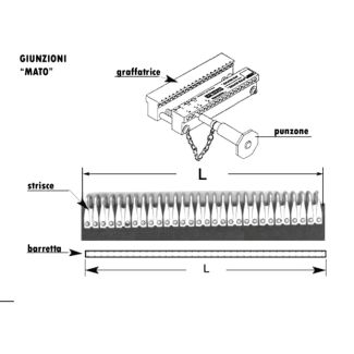 GIUNZIONE MATO U24CS PER CINGHIE DALLO SPESSORE DI 6-7 mm.  SCATOLA CON 12 STRISCE DI 15 GRAFFE+ N. 