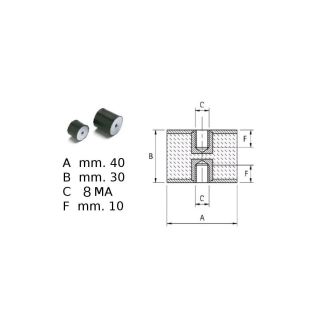 ANTIVIBRANTE  IN GOMMA NERA FF 40x30  M8