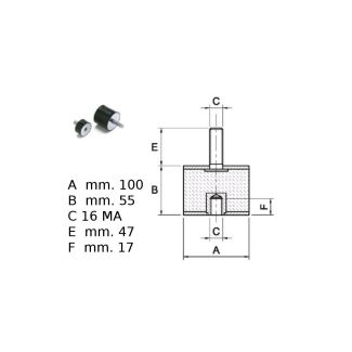 ANTIVIBRANTI   IN GOMMA NERA MF 100 X 55 1 VITE M16X45