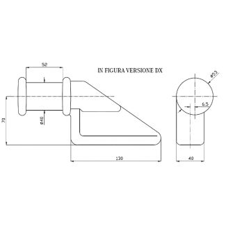 PIANTONE DUMPER DESTRO DM mm 40, LAVORA CON CHIUSURA DUMPER (ART. SP225E)