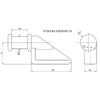 PIANTONE DUMPER SINISTRO DM mm 40, LAVORA CON CHIUSURA DUMPER (ART. SP225E)