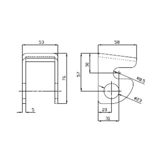 PEZZO FORATO PER CERNIERA SOTTO SOPRA RAS. LAVORA CON (ART. SP250) E (SP260)