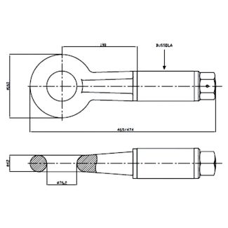 OCCHIONE OMOLOGATO F3 1409 MAT. 38NiCrMo4 TRAINO 200 PORTATA KG. 2500 CARICO/DIN. 5000. FORO MM. 76.