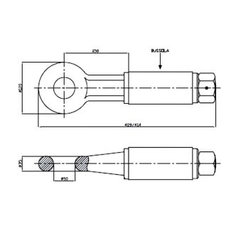 OCCHIONE OMOLOGATO F2 1408 MAT. 35CrMo4 TRAINO 140 PORTATA KG. 2000 CARICO/DIN. 5050 FORO MM. 50. DI