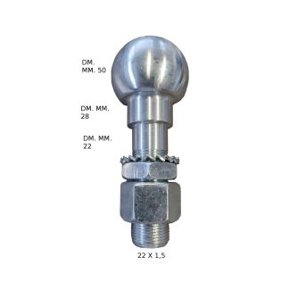 PERNO TRAINO A SFERA M22X1,5, L..125 mm