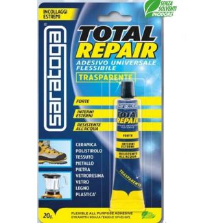 ADESIVO TOTAL REPAIR 20 Gr. UNIVERSALE, FLESSIBILE, TRASPARENTE, RESISTENTE ALL'ACQUA, TIPO FORTE PE