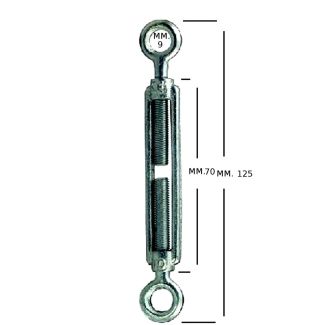 TENDITORE A DUE OCCHI. INOX AISI 316. FILETTI DA  MM. 5