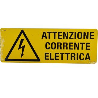 CARTELLO AUTOADESIVO 'ATTENZIONE CORRENTE ELETTRICA'. MM.  350X125