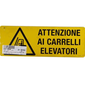 CARTELLO AUTOADESIVO 'ATTENZIONE CARRELLI ELEVATORI'.  MM.  350X125