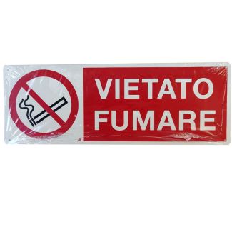 CARTELLO AUTOADESIVO IN ALLUMINIO 'VIETATO FUMARE' DIMENSIONI MM. 350X125 (SENZA NORMATIVA)