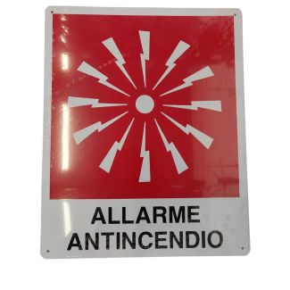 CARTELLO IN ALLUMINIO 'ALLARME ANTI-INCENDIO'. MM. 250 X 310