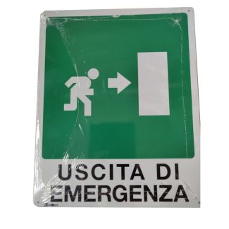 CARTELLO AUTOADESIVO 'USCITA DI EMERGENZA DESTRA". MM. 250X310