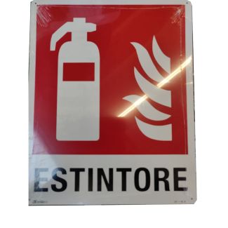 CARTELLO IN ALLUMINIO AUTOADESIVO 'ESTINTORE'' MM. 250X310