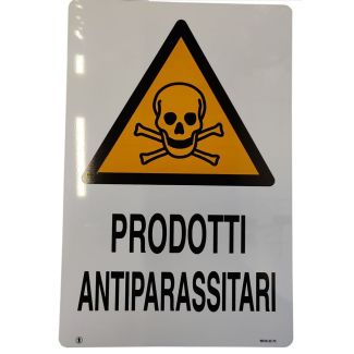CARTELLO IN ALLUMINIO 'PRODOTTI ANTIPARASSITARI'. MM. 300X200