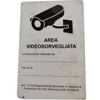 CARTELLO AUTOADESIVO 'AREA VIDEOSORVEGLIATA '  MM. 200X300