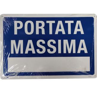 CARTELLO AUTOADESIVO 'PORTATA MASSIMA'.  MM. 200X300