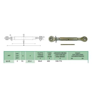 TERZO PUNTO TOP C2. FILETTO 36X3. LUNGO CENTRO OCCHI MM. 530 - 740. DM. FORI MM. 25,4