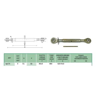 TERZO PUNTO 3° CLASSE PESANTE, TUBOLARE MM. 460. LUNGO MM. 620 - 910. FILETTO 36 X 3