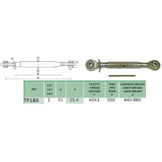 TERZO PUNTO 2^CLASSE LUNGO A CENTRO OCCHI MM. 640 - 880. 3P0226. FILETTO 40 X 3